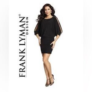 Frank Lyman Design Black Slit Arms Cocktail Dress Size 14